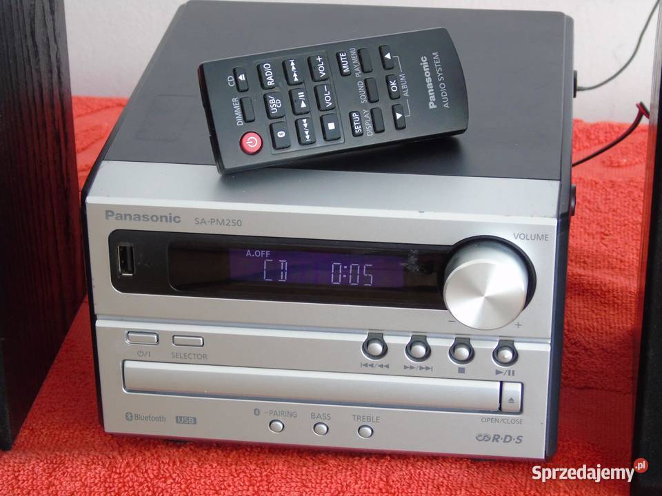 Wieża Panasonic SAPM250 pilot USB mp3 BT CD kol Jasło