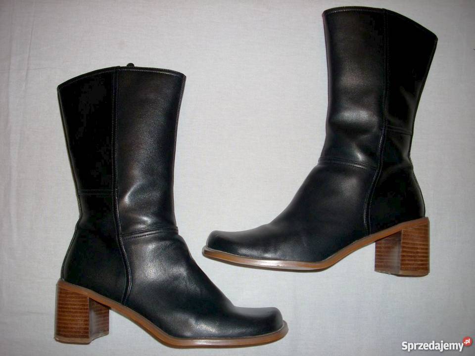 Gładkie czarne kozaczki 39 40 kozaki skóra ekologiczna Nowy Sącz