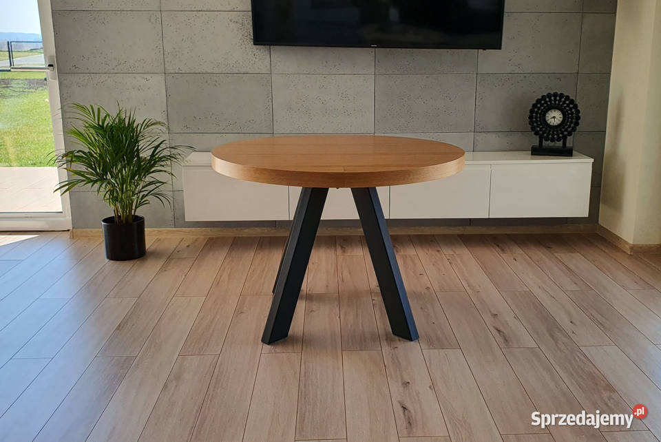 Nowoczesny stół dębowy okrągły rozkładany Loft 2 Stoły, krzesła, biurka