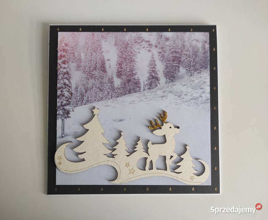 Kartka ręcznie robiona Boże Narodzenie renifer Łódź sprzedam