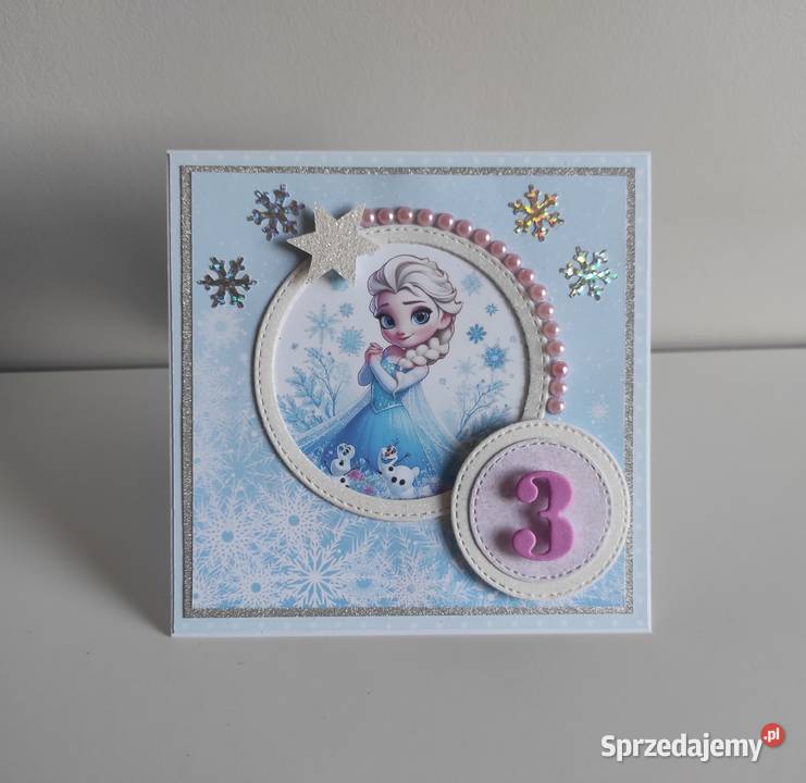 Kartka ręcznie robiona na urodziny Kraina lodu Łódź