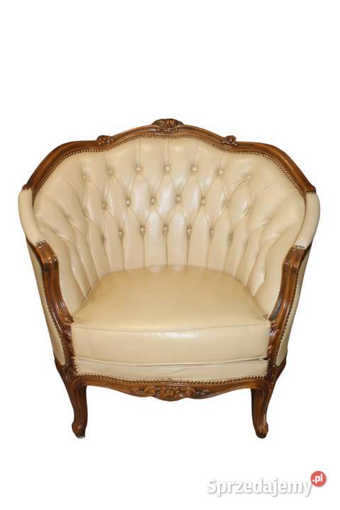 Skórzany fotel beczka w stylu Ludwika Szczecin