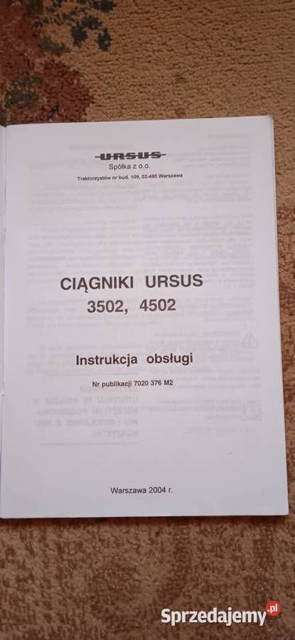 Instrukcja Ursus 35024502 nowa oryginalna 2004 Lublin