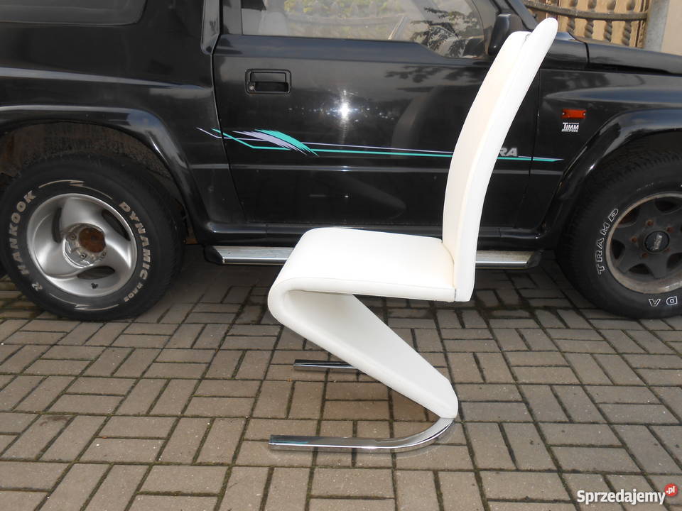 KRZESŁO BIAŁE FALA na PŁOZACH 45cm Ostrowiec Świętokrzyski