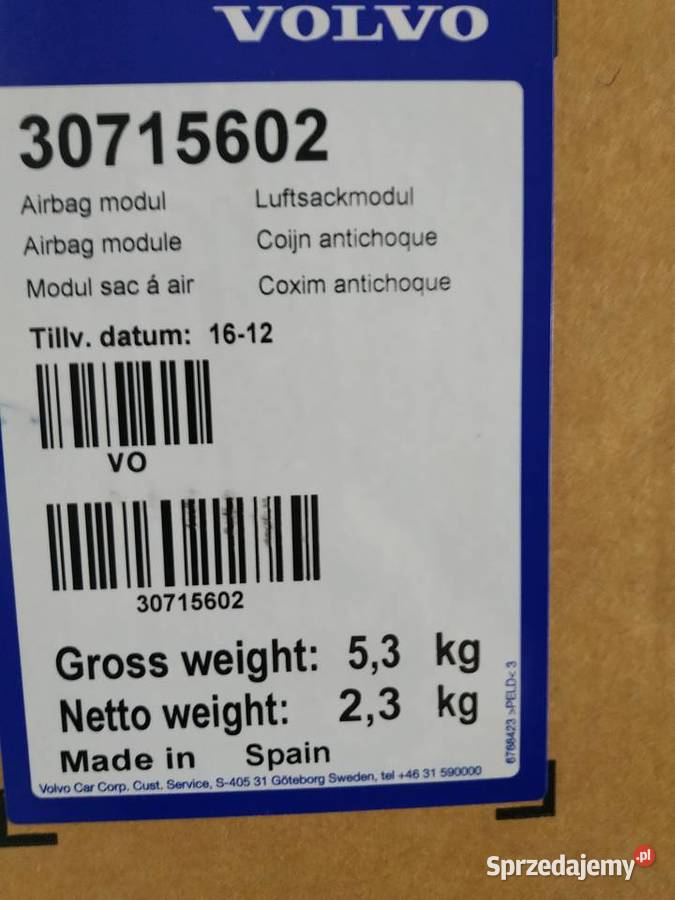 Volvo V60 S60 poduszka powietrzna pasażera Nowa Kozienice