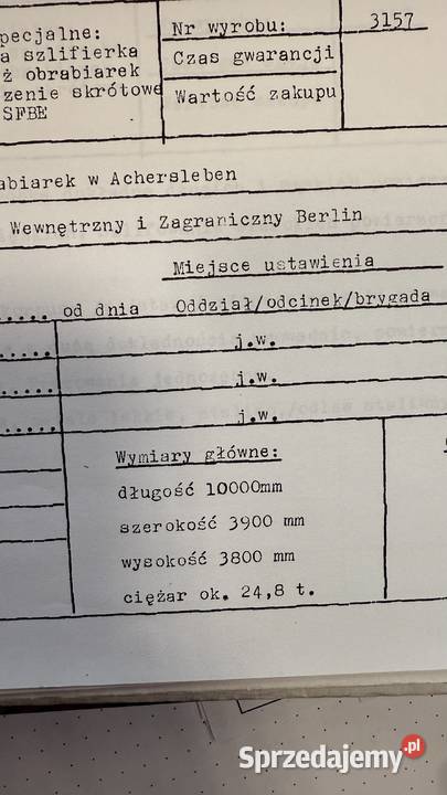 Używana szlifierka do płaszczyzn SFBE Łowicz