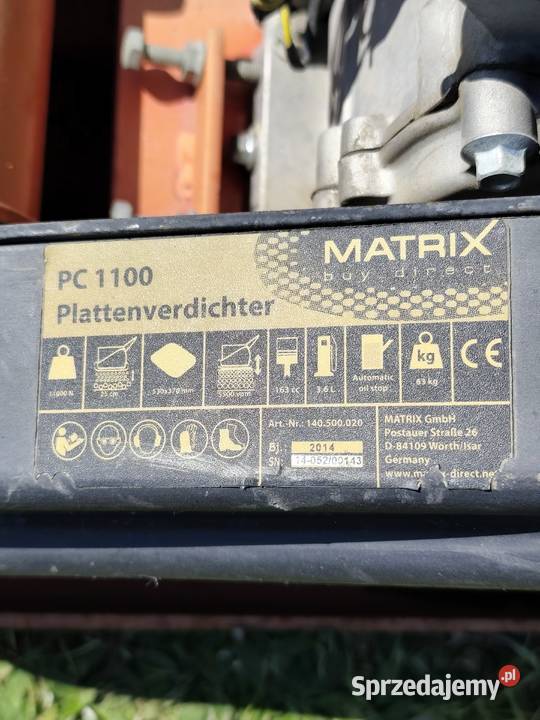 Zagęszczarka Płytowa Matrix PC 1100 Sprzęt na łódzkie Poddębice