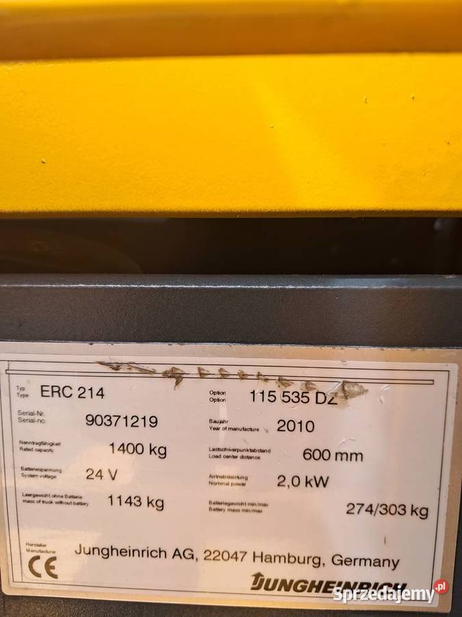 Wózek paleciak elektryczny Jungheinrich ERC 214 Magazynowanie śląskie Bytom