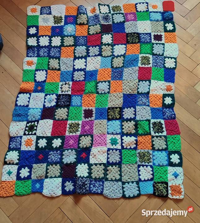 Wełniany koc pled narzuta patchwork handmade Gdańsk