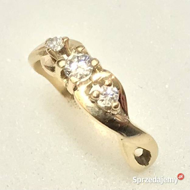 Złoty PIERŚCIONEK 585 14K DIAMENTY 025ct CUD r12