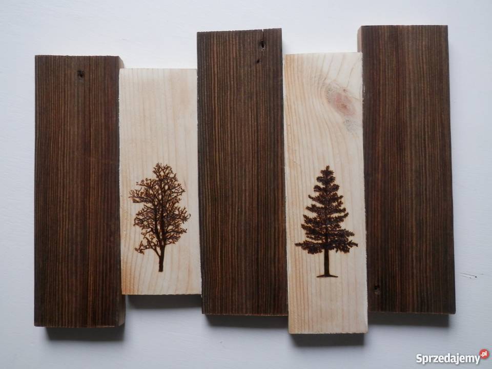 Obraz czarnobiały ręcznie wykonany Motyw LAS Szczecinek