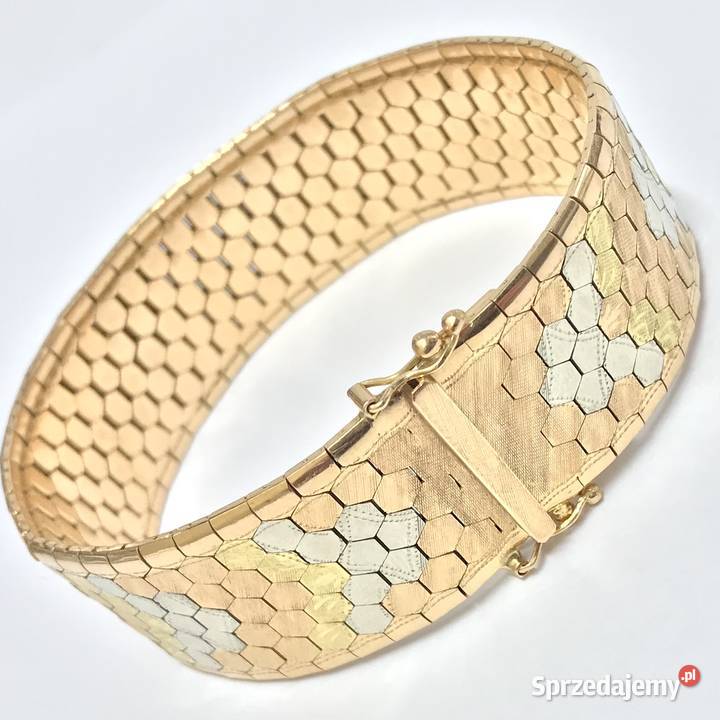 Złota BRANSOLETKA damska 18K TRZY KOLORY ZŁOTA