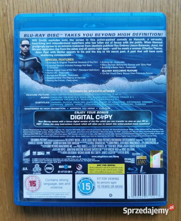 Hancock Bluray DVD En 2008 Will Smith Charlize Blu-ray Parzęczew