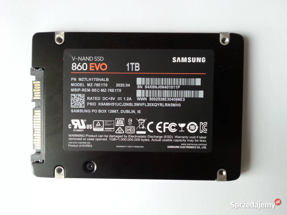 Dysk Ssd Samsung 860 Evo 1 Tb Uzywany Idealny Warszawa Sprzedajemy Pl