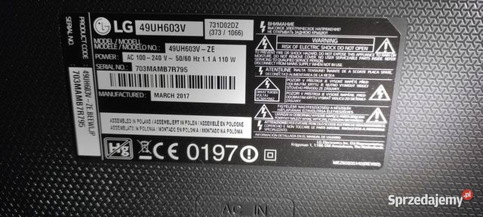 Telewizor LCD LG 49UH603V sprawny Wysogotowo sprzedam