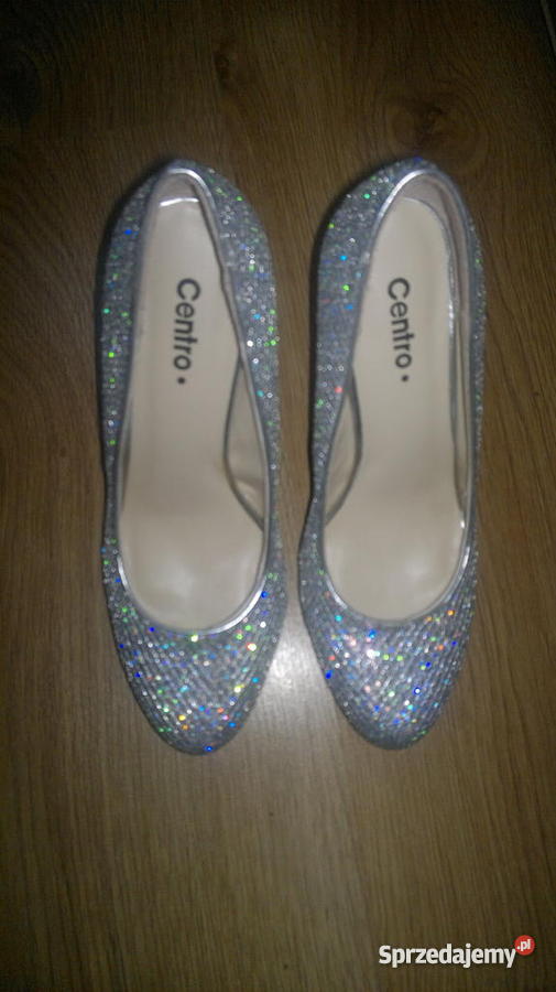 Błyszczące brokatowe szpilki na platformie CENTR Rozmiar 36 Warszawa