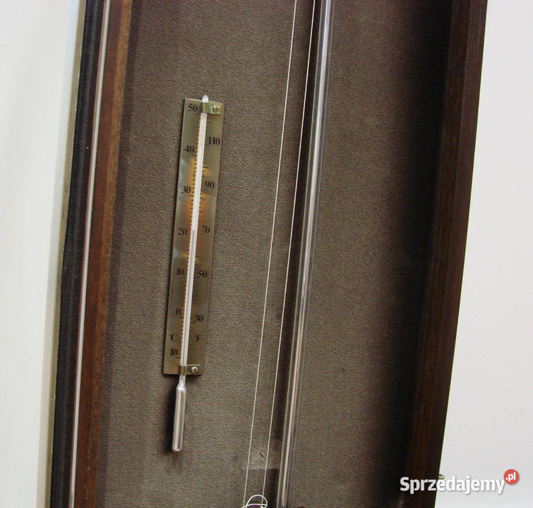 Stary BAROMETR RTĘCIOWY Duży Termometr Łódź