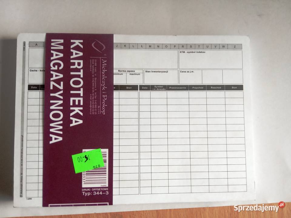 Druki Kartoteka Magazynowa Michalczyk i Prokop Biuro Bełchatów sprzedam