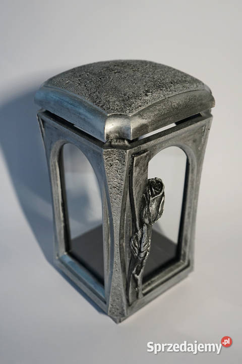 Srebrny znicz żywiczny lampion retro motyw róży Częstochowa