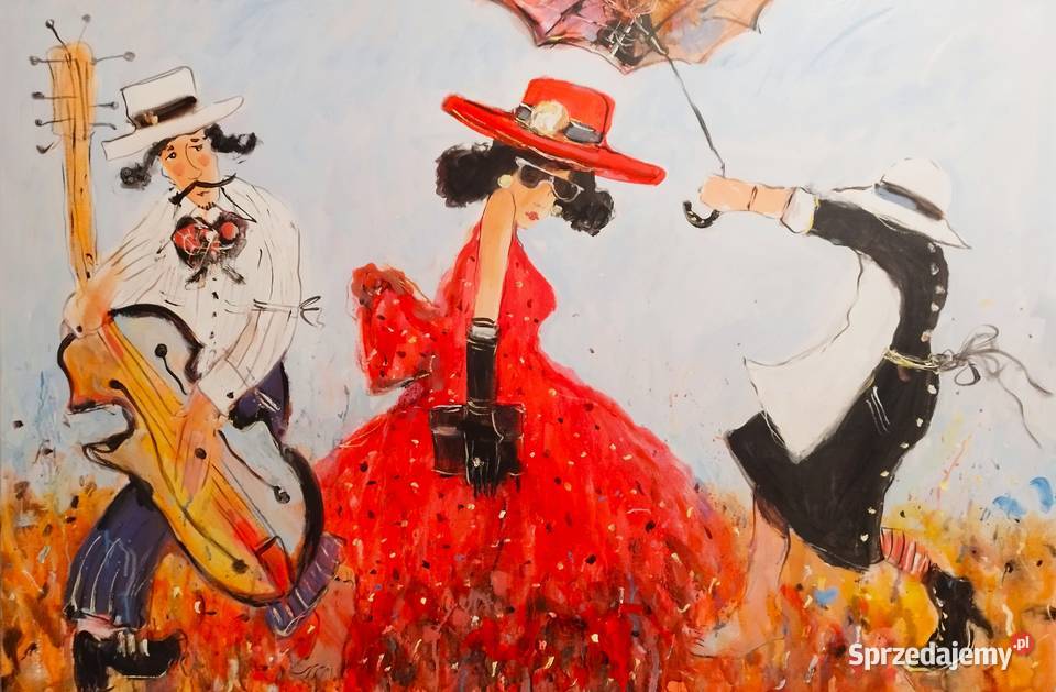 Dama w czerwonym kapeluszu Sztuka współczesna Swarzędz sprzedam