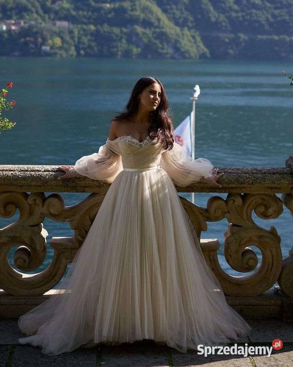 Suknia ślubna princessa bufiaste rękawy 36 S 38 Princessa dolnośląskie Jelenia Góra sprzedam