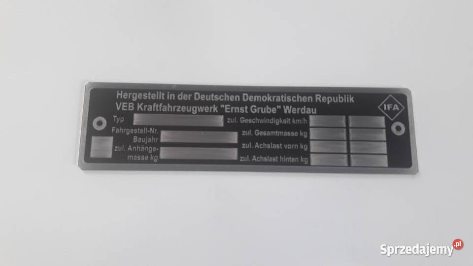 Tabliczka znamionowa IFA nieuszkodzony Wola Wiewiecka sprzedam