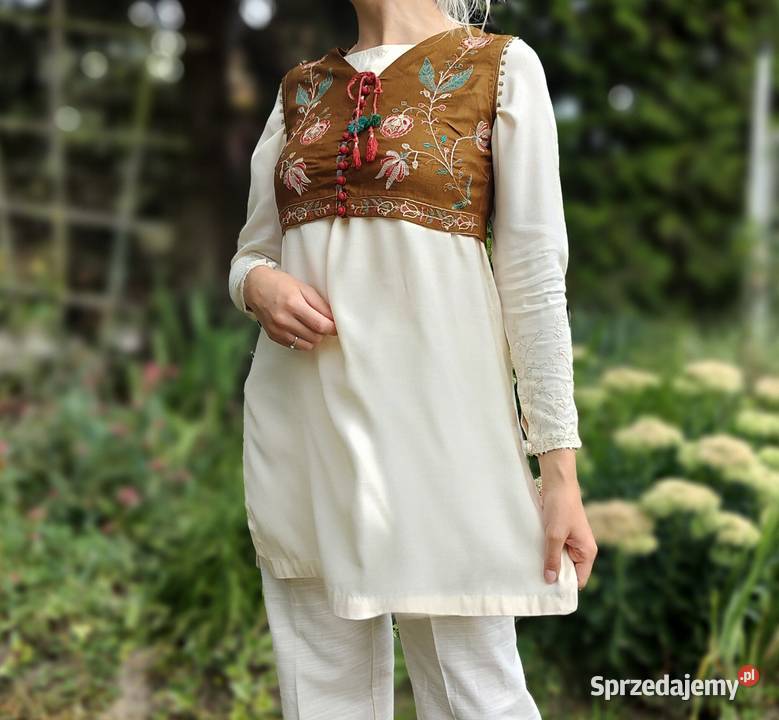 Brązowa kamizelka bolerko gorset S 36 etno folk Rozmiar 36(S) Szczecin sprzedam