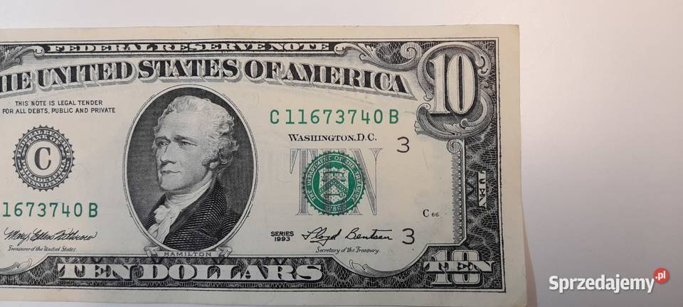 10 dolarów usa 1993 mała głowa Numizmatyka Warszawa