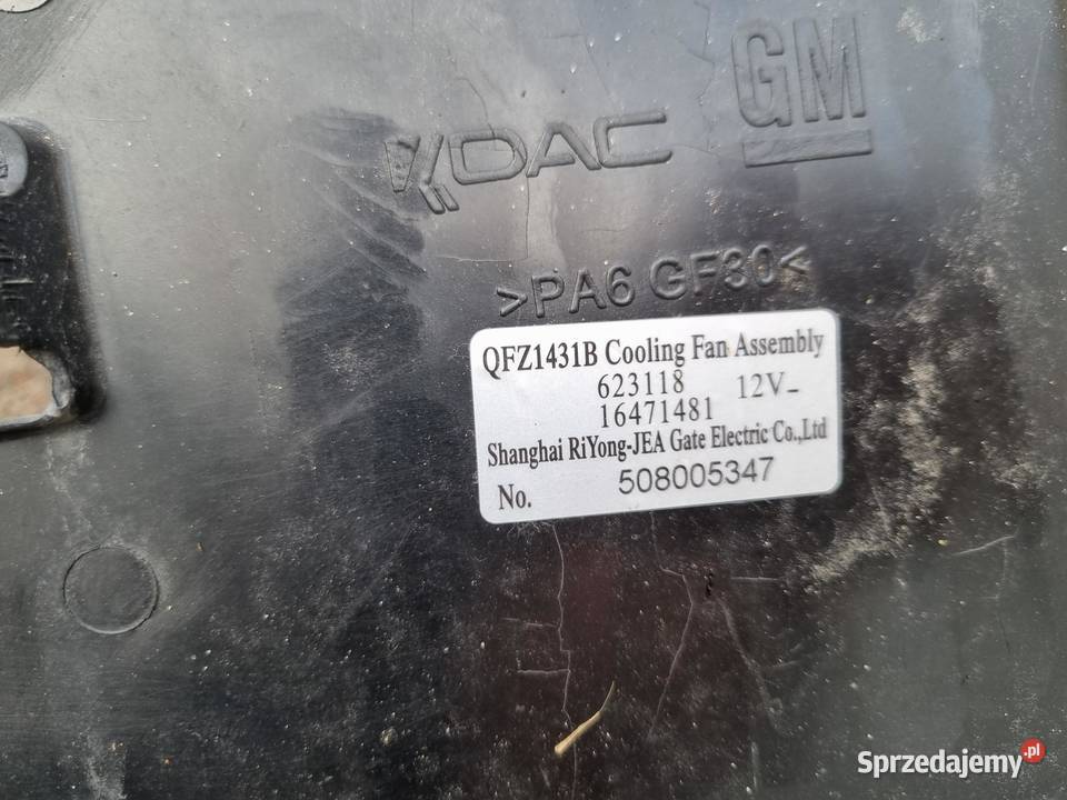 WENTYLATOR CHŁODNICY OPEL MOKKA X 16471481 osobowe