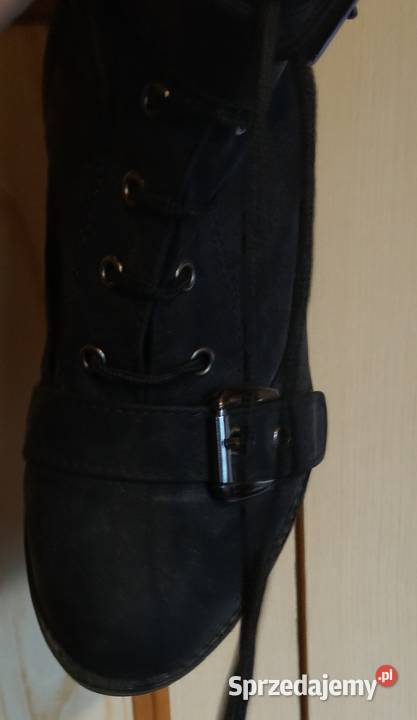 Czarne skórzane botki obcas rozmiar 39 wkładka 25cm Półbuty mazowieckie Warszawa