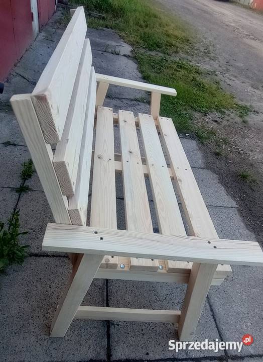 Ławka drewniana sosnowa ławka z kantówek 120 Meble ogrodowe łódzkie