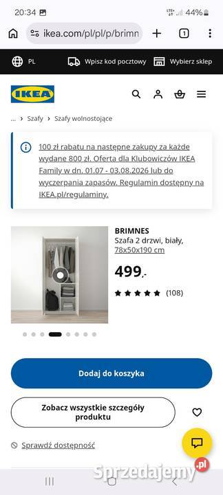 Łóżko rozkładane Hemnes plus szafa 2 drzwiowa Wrocław
