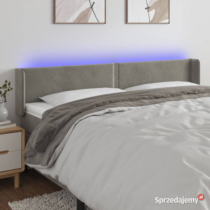 Zagłówek do łóżka z LED jasnoszary 203x16x7888 Warszawa