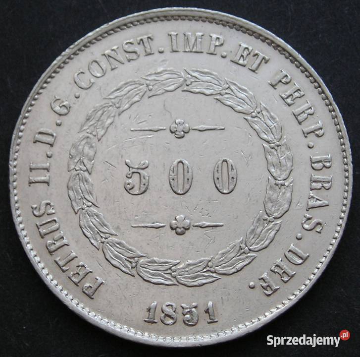 BRAZYLIA 500 REIS 1851 SREBRO Łódź