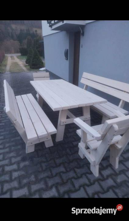 Zestaw ogrodowych mebli drewnianych góralskich Tokarnia