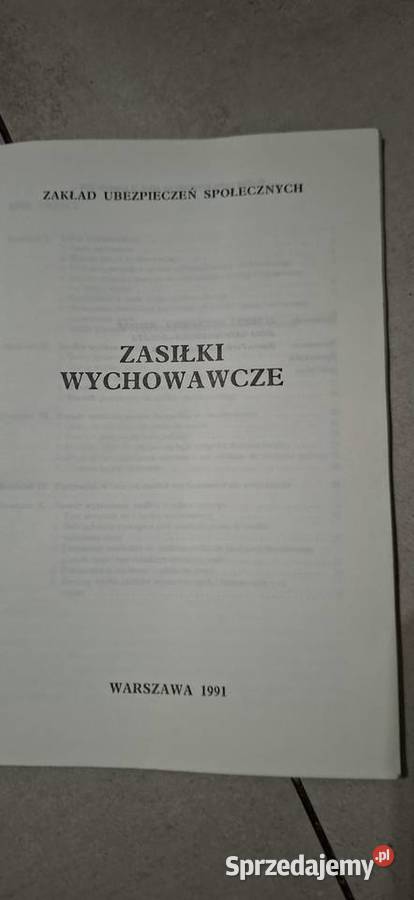 Zasiłki Wychowawcze ZUS 1991 1 wydanie niski Łęczyca sprzedam