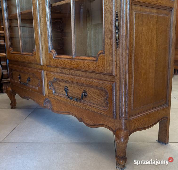 Piękna dębowa bibliotekawitryna ludwikowska Meble Dąbrowa Górnicza