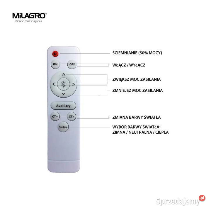 Plafon okrągły Milagro Tokyo 50 x 50 biały Siestrzeń