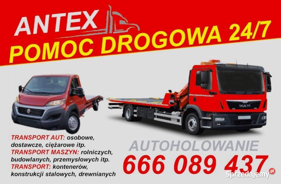 pomoc drogowa auto laweta transport maszyn Mińsk Mazowiecki