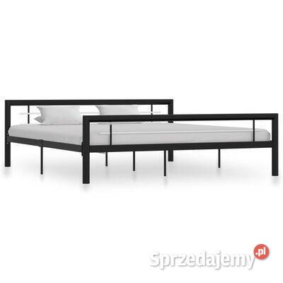 vidaXL Rama łóżka czarnobiała metalowa 180x200 mazowieckie Warszawa