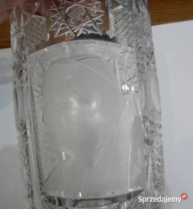 Flakon kryształowy zdobiony retro PRL z Papieżem Leżajsk sprzedam