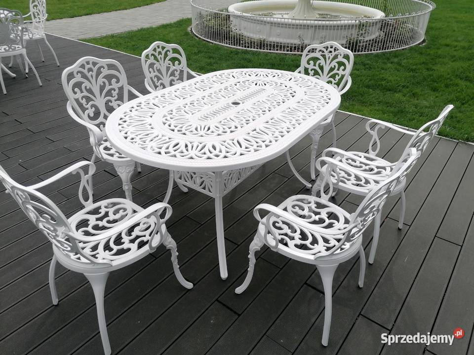 Meble ogrodowe aluminiowe białe 6 osób małopolskie
