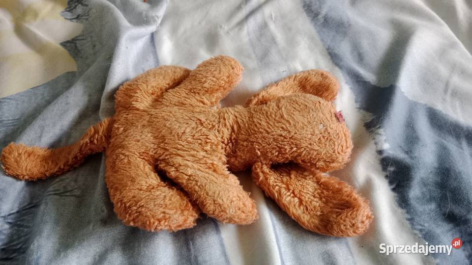 Maskotka Uroczy Pluszowy Piesek z Czasów PRLu brązowy/beżowy śląskie Ruda Śląska