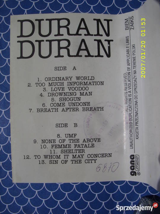 Film kaseta DURAN DURAM ORYGINARY WORLD Wołów