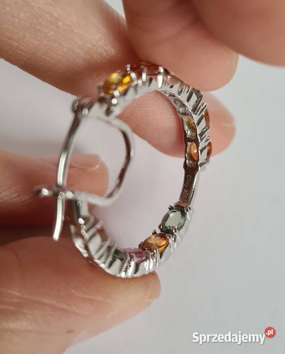 Srebrne kolczyki z szafirami korowymi Otwock