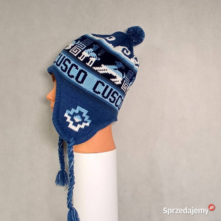 Ciepła Czapka Wełna Alpaki Polar z Peru Handmade Uniseks