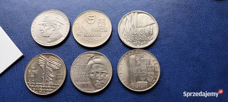 Stare monety 6 monet 10 złotych PRL Polska Lesko