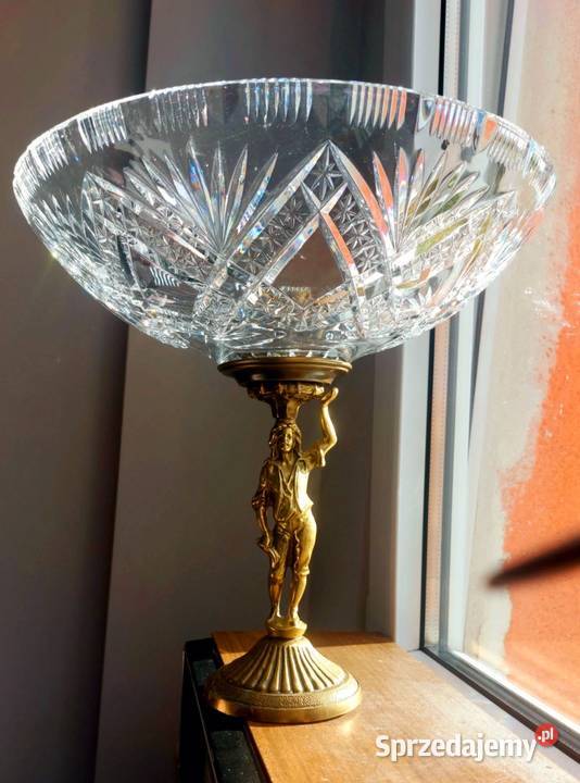 Piękna duża patera kryształowa Antyki Wrocław