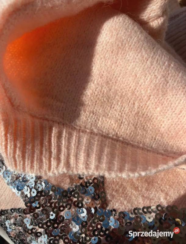 Sweter pudrowy róż z cekinami uroczy i elegancki zachodniopomorskie Szczecin