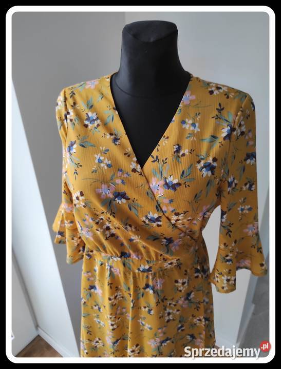 Miodowa wiosenno letnia sukienka wiązana 42 XL Rozmiar 42(XL) mazowieckie Płock sprzedam